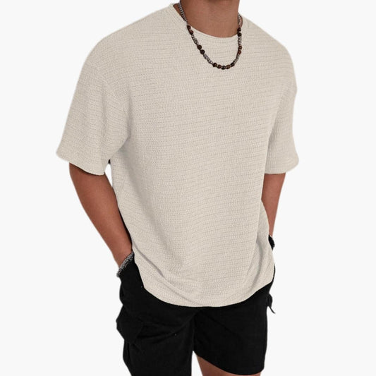 Herren T-Shirt mit Textur, Rundhalsausschnitt und kurzen Ärmeln