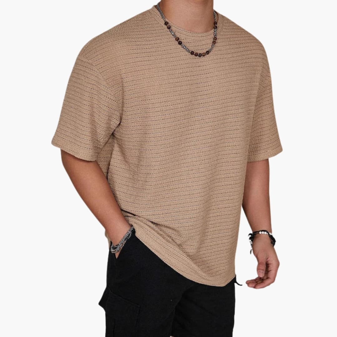 Herren T-Shirt mit Textur, Rundhalsausschnitt und kurzen Ärmeln