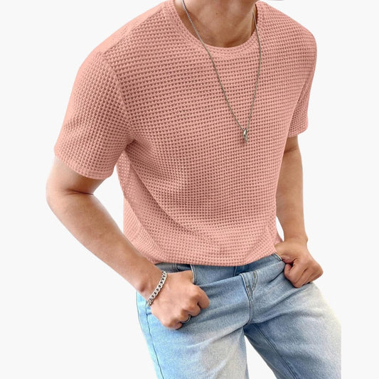 Strukturiertes Herren T-Shirt Regular Fit Freizeit Kurzarm