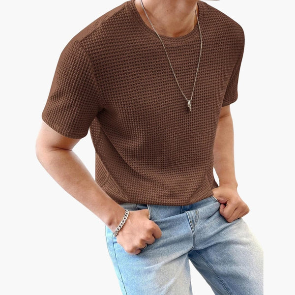 Strukturiertes Herren T-Shirt Regular Fit Freizeit Kurzarm