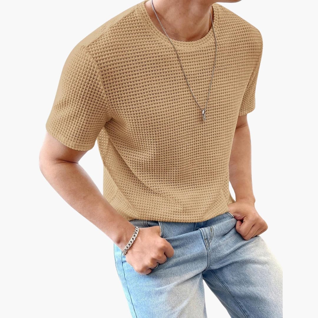Strukturiertes Herren T-Shirt Regular Fit Freizeit Kurzarm