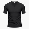 Herren Kurzarm Henley T-Shirt mit Struktur und Knopfleiste