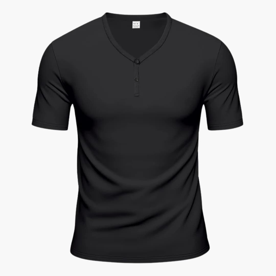 Herren Kurzarm Henley T-Shirt mit Struktur und Knopfleiste