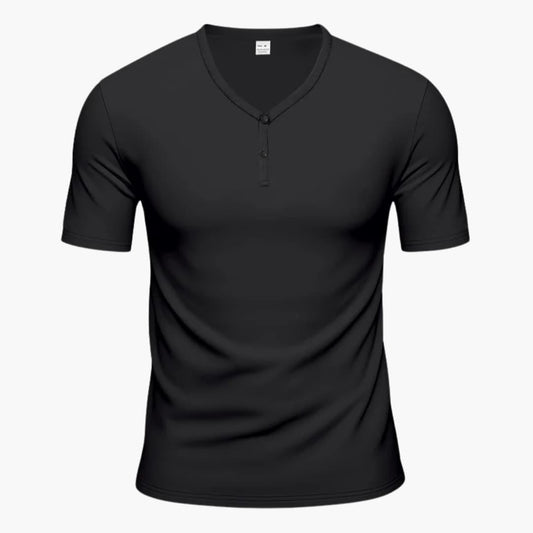 Herren Kurzarm Henley T-Shirt mit Struktur und Knopfleiste