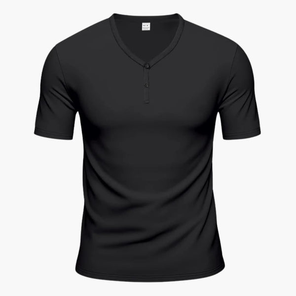 Herren Kurzarm Henley T-Shirt mit Struktur und Knopfleiste