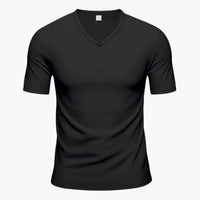 Herren Kurzarm Henley T-Shirt mit Struktur und Knopfleiste
