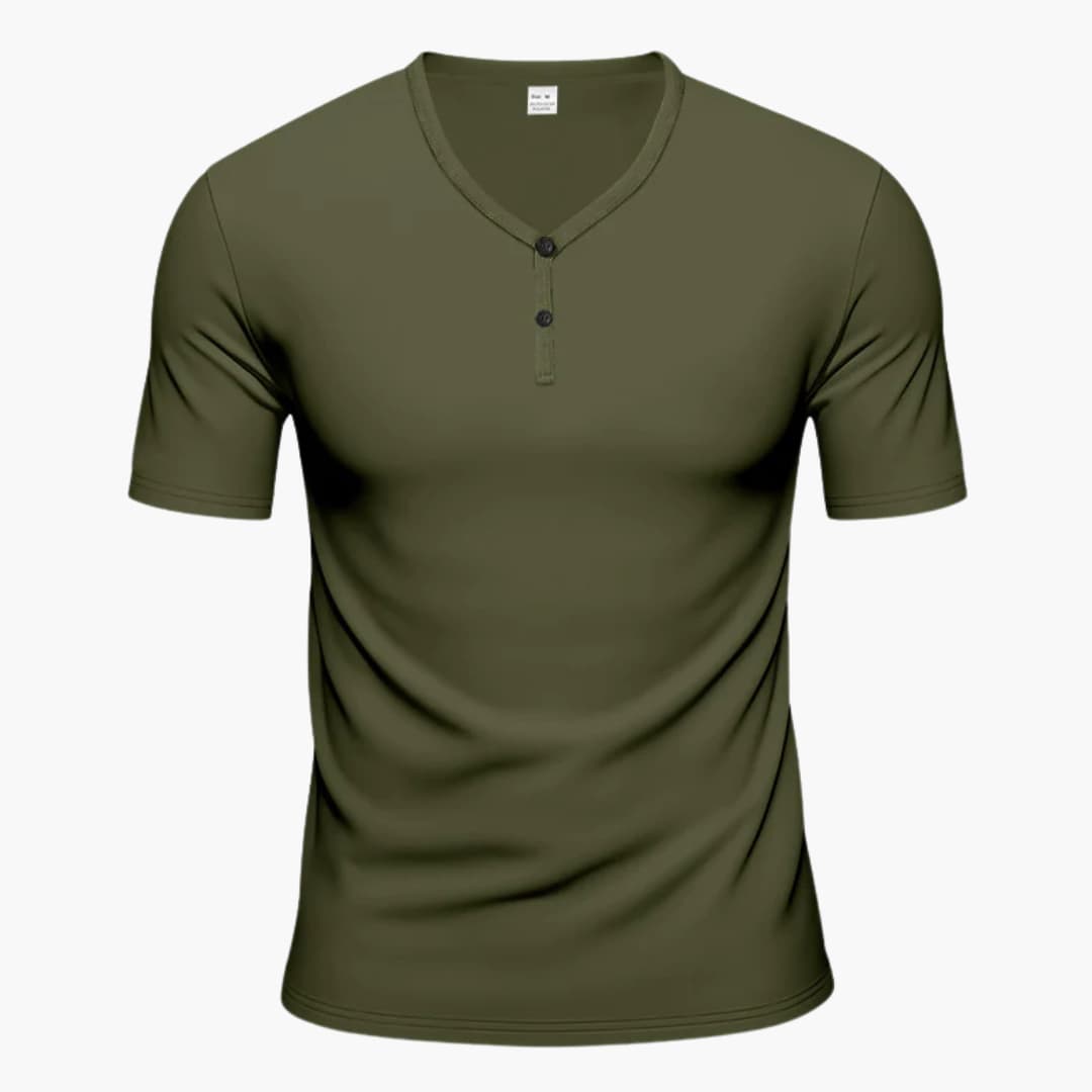 Herren Kurzarm Henley T-Shirt mit Struktur und Knopfleiste