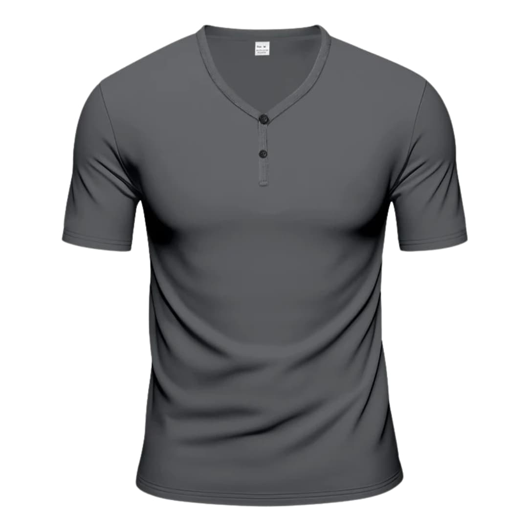 Herren Kurzarm Henley T-Shirt mit Struktur und Knopfleiste