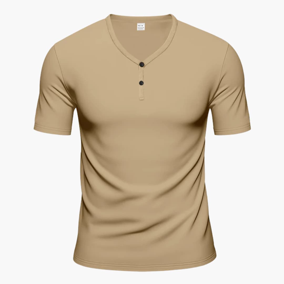Herren Kurzarm Henley T-Shirt mit Struktur und Knopfleiste