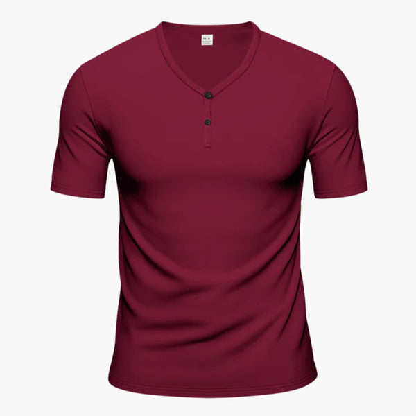 Herren Kurzarm Henley T-Shirt mit Struktur und Knopfleiste