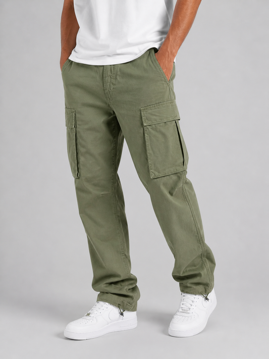 Herren Relaxed Fit Hose Freizeit mit Cargo-Taschen