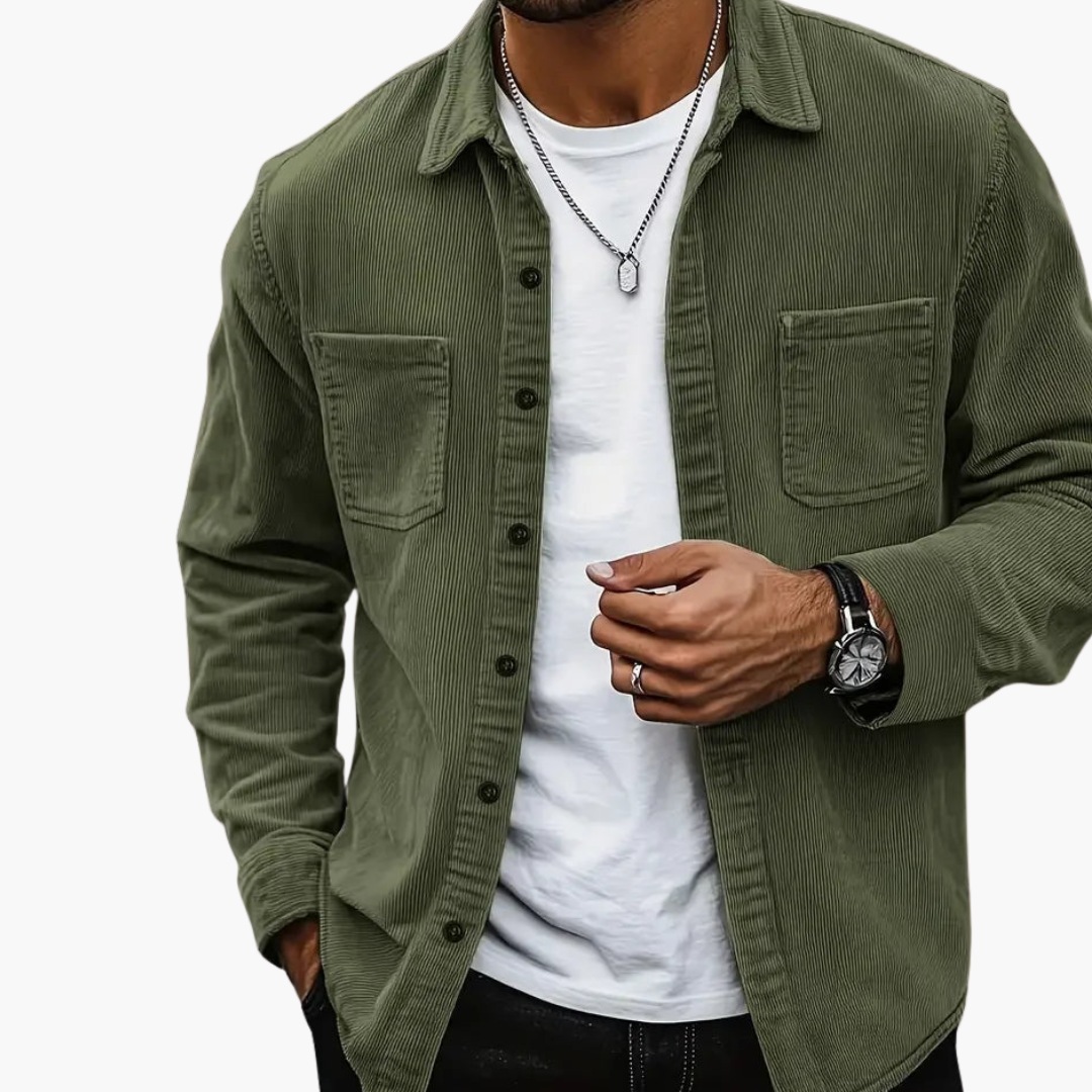 Herren Cordjacke mit Knopfverschluss und klassischem Design