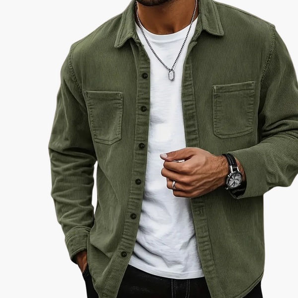 Herren Cordjacke mit Knopfverschluss und klassischem Design