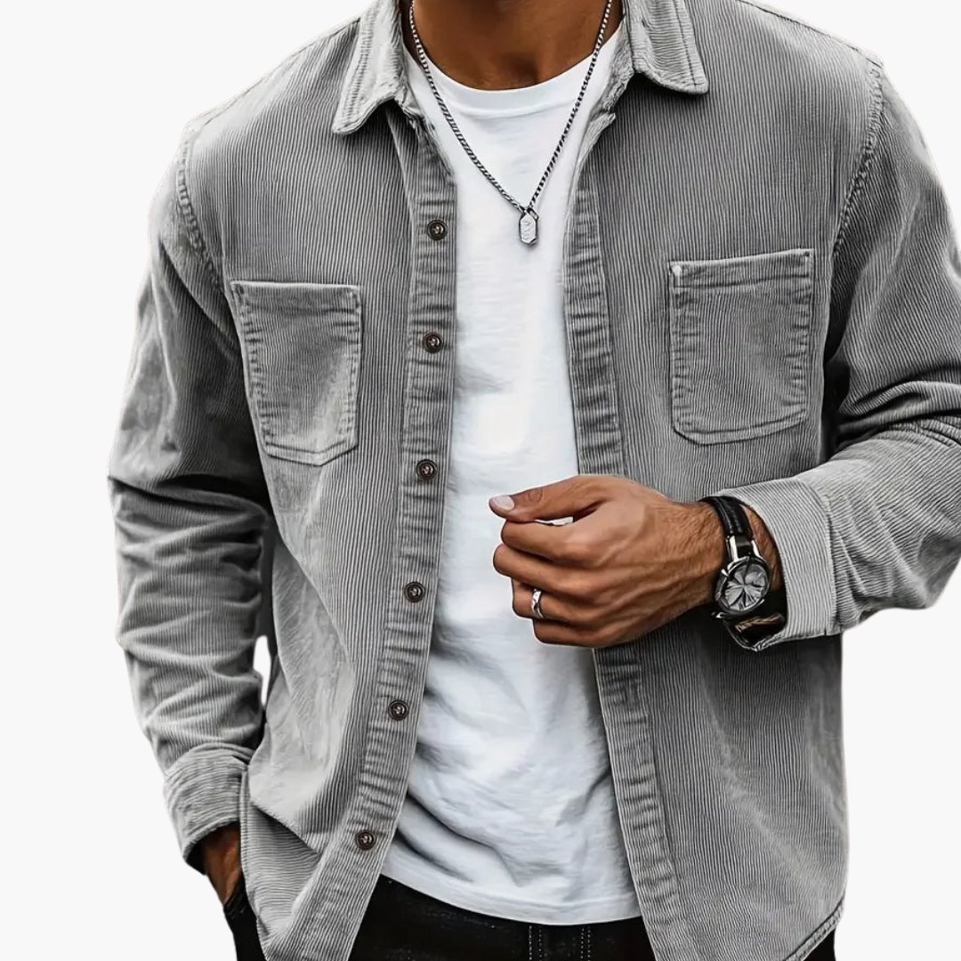 Herren Cordjacke mit Knopfverschluss und klassischem Design