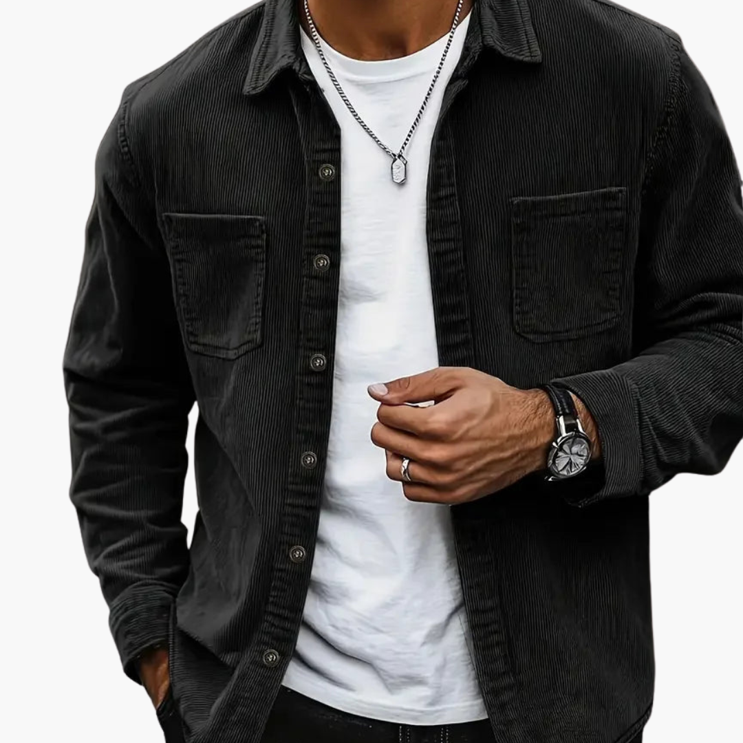 Herren Cordjacke mit Knopfverschluss und klassischem Design