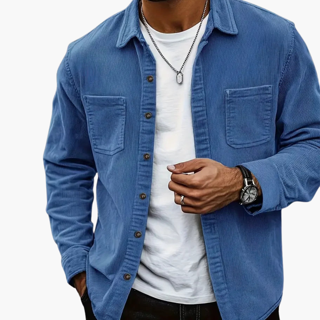 Herren Cordjacke mit Knopfverschluss und klassischem Design