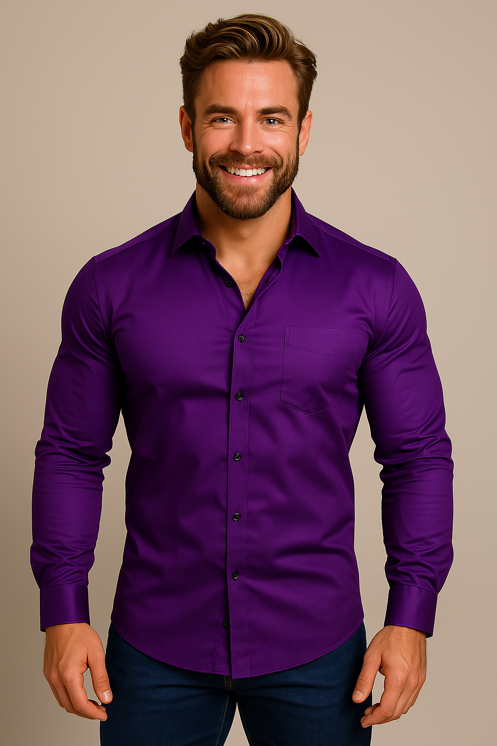 Herren Langarmhemd Regular Fit Business und Freizeit