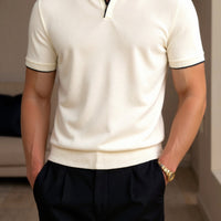 Herren Slim Fit Polo-Shirt Kurzarm Freizeit Kontrastdetails