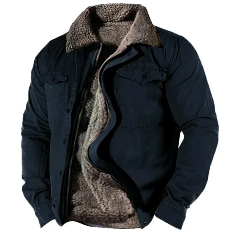 Herren Winterjacke Westernstil Regular Fit Freizeit
