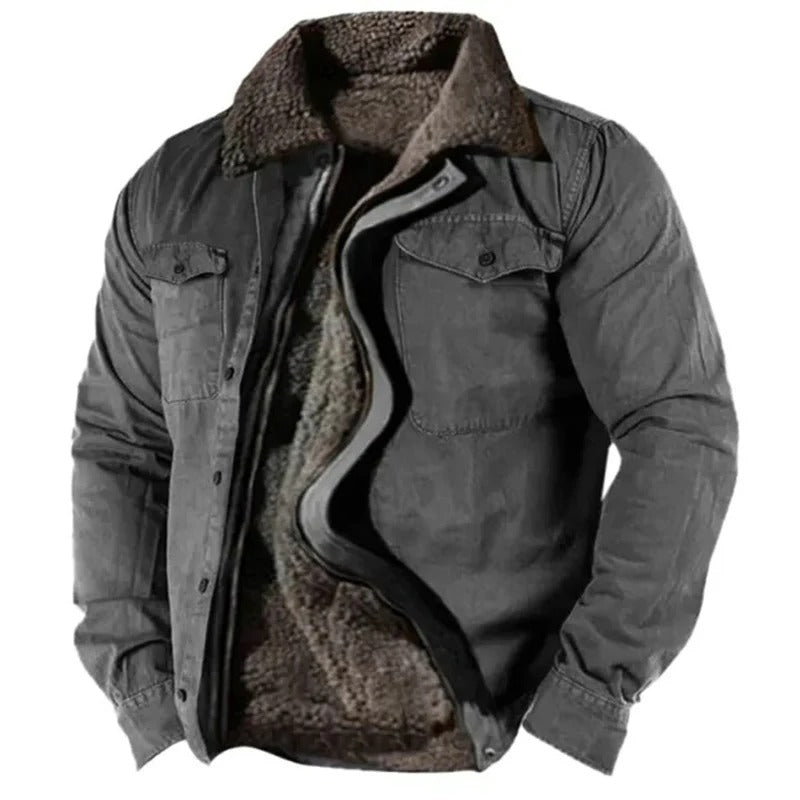 Herren Winterjacke Westernstil Regular Fit Freizeit