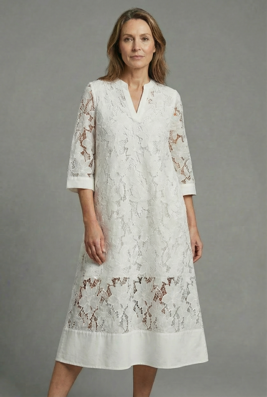 Damen Besticktes Midi-Kleid Relaxed Fit Freizeit Elegant
