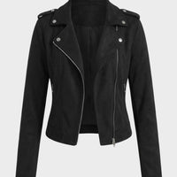 Damen Bikerjacke Slim Fit Casual mit Reverskragen