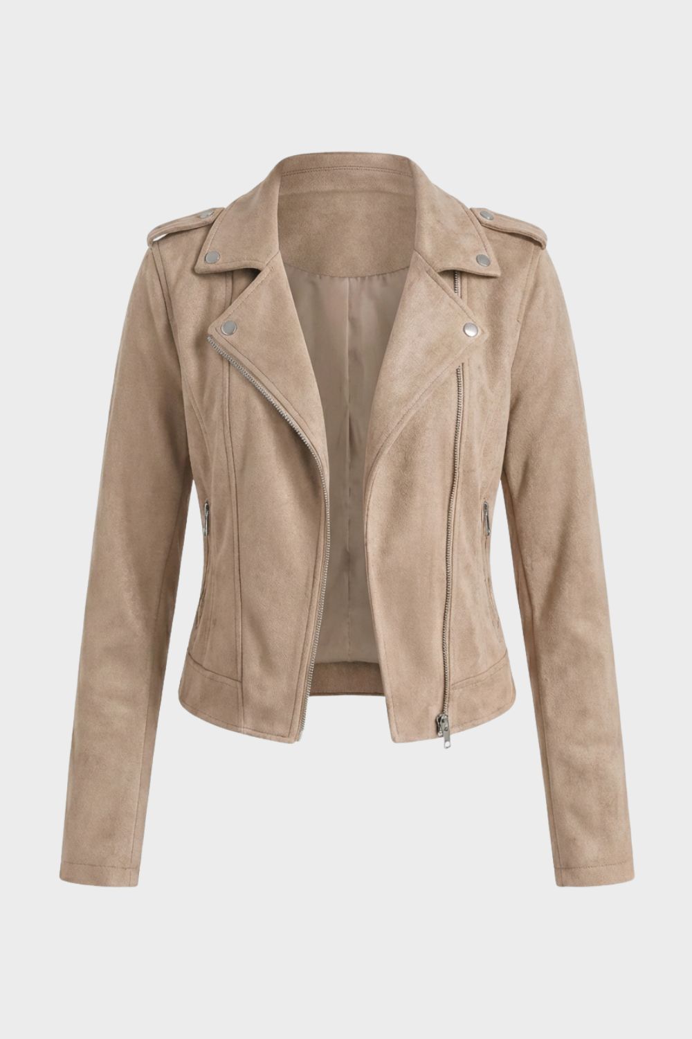 Damen Bikerjacke Slim Fit Casual mit Reverskragen