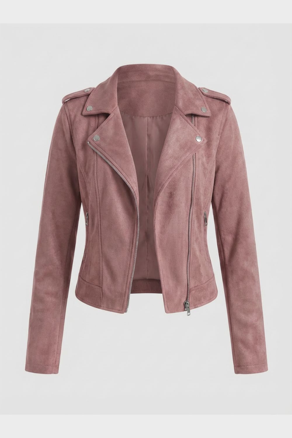 Damen Bikerjacke Slim Fit Casual mit Reverskragen