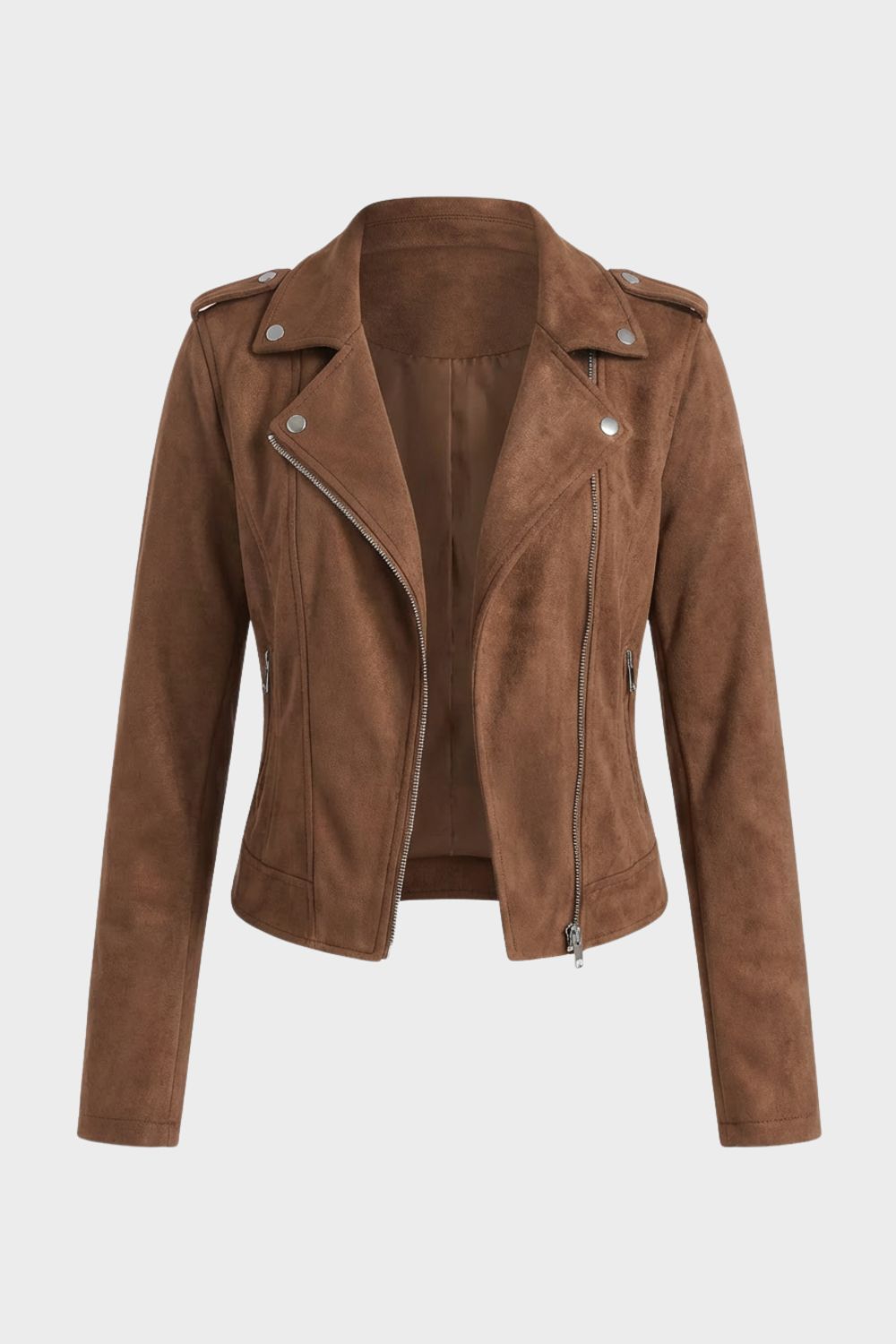 Damen Bikerjacke Slim Fit Casual mit Reverskragen