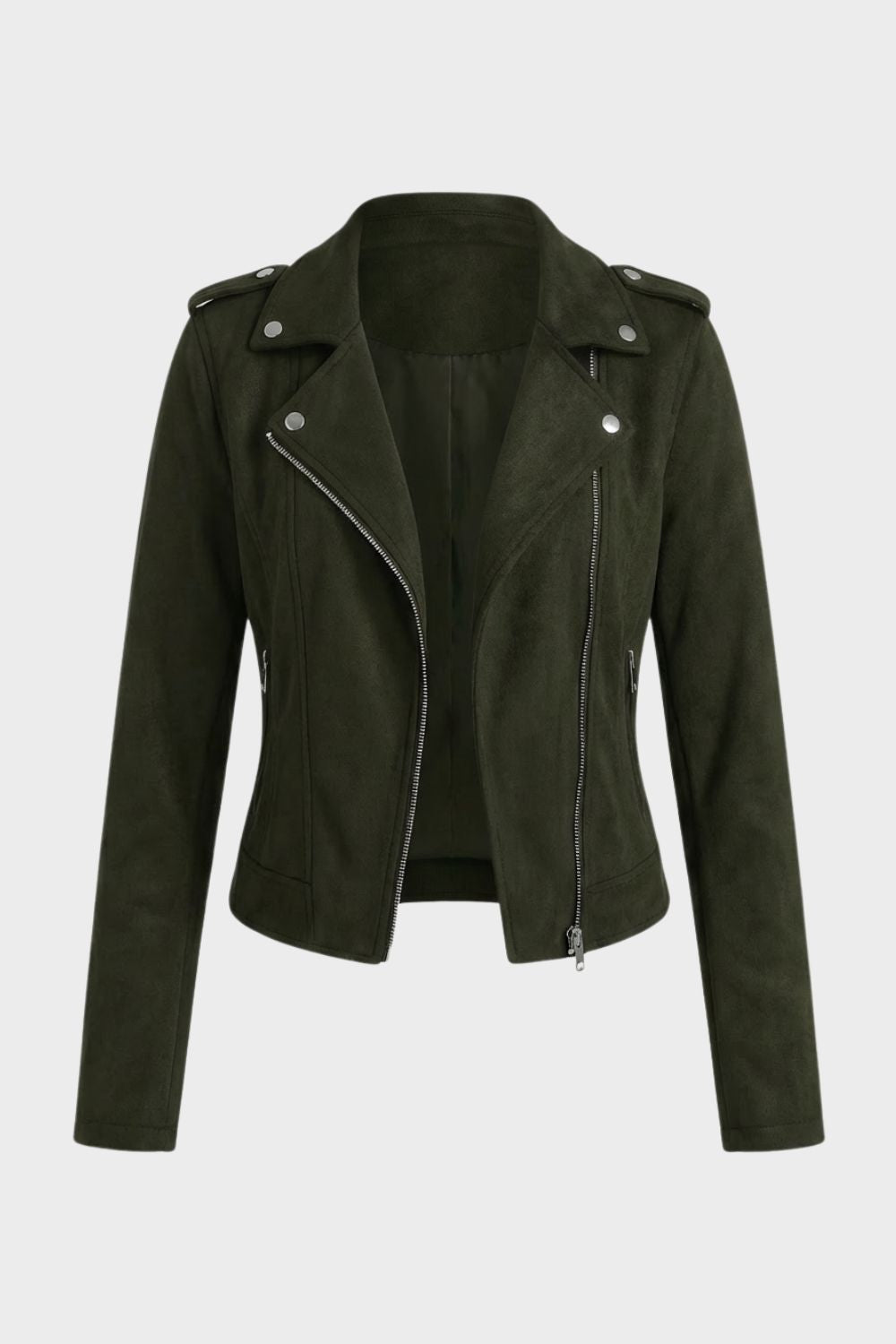 Damen Bikerjacke Slim Fit Casual mit Reverskragen