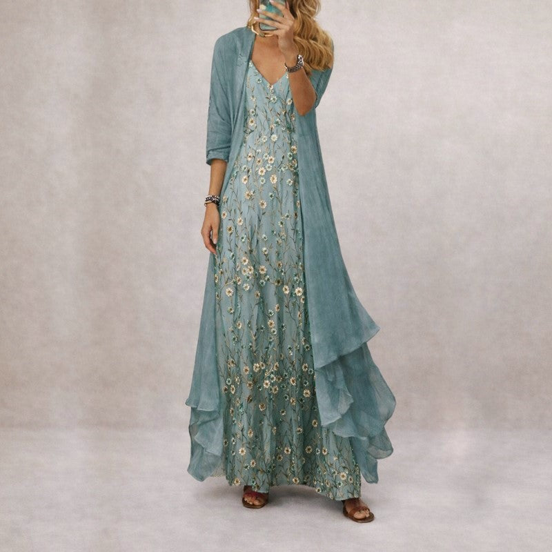 Damen Maxikleid Regular Fit Freizeit mit Blumenmuster