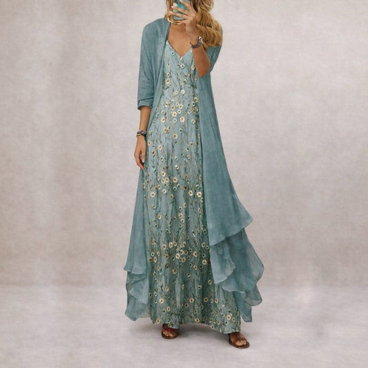 Damen Maxikleid Regular Fit Freizeit mit Blumenmuster