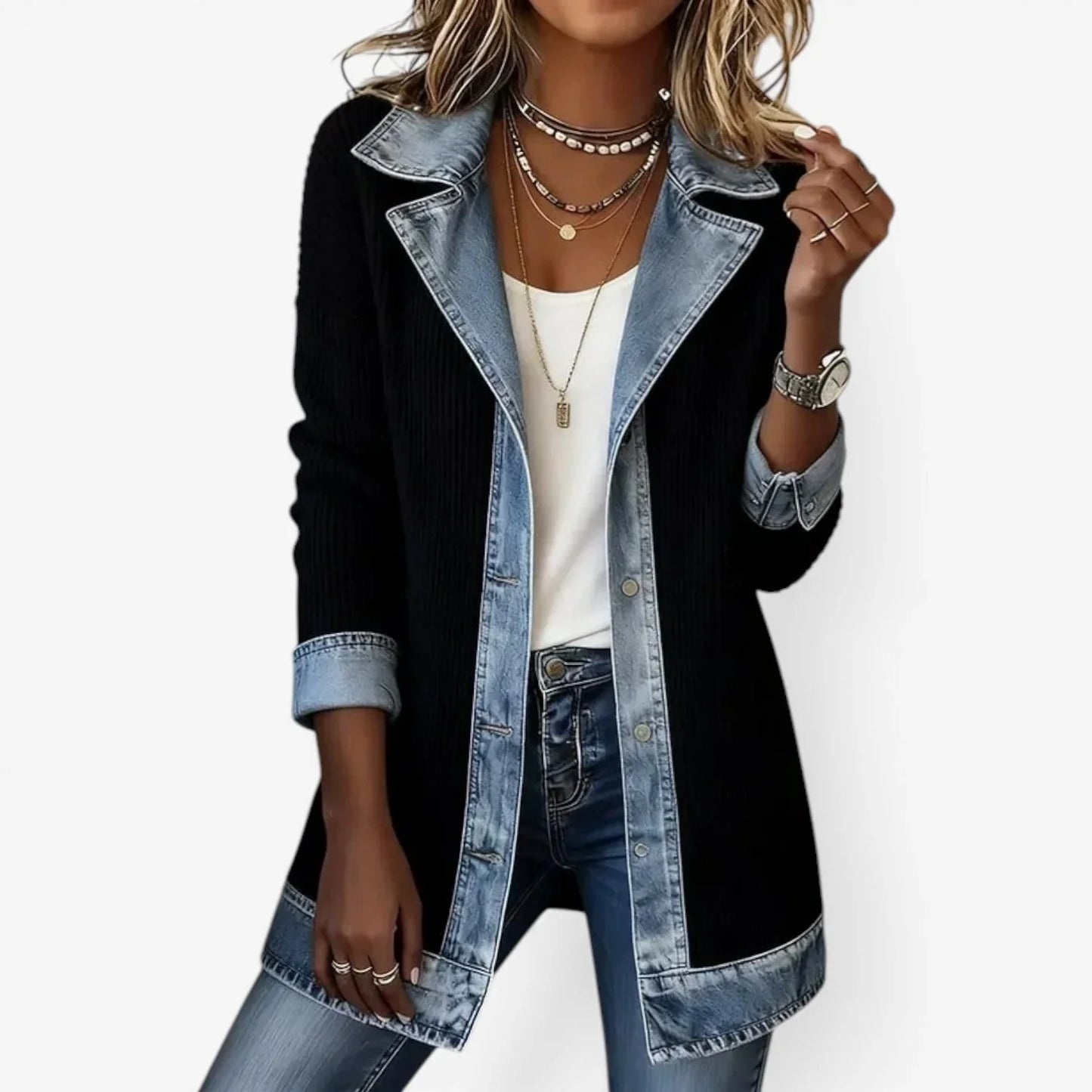 Damen Slim Fit Denimjacke Casual Modern vielseitig