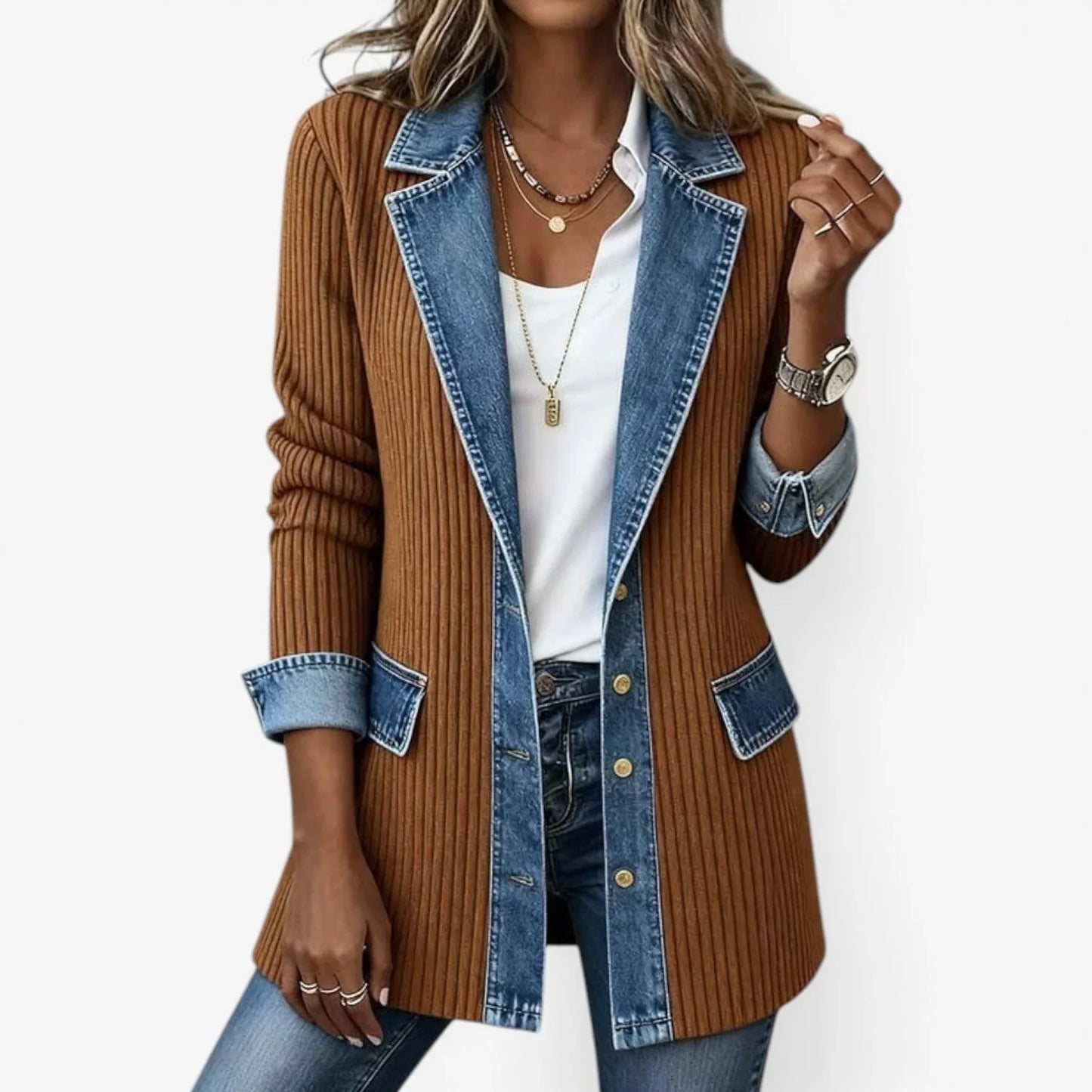 Damen Slim Fit Denimjacke Casual Modern vielseitig