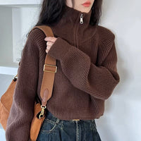 Damen Oversize Pullover Quarter-Zip Freizeit
