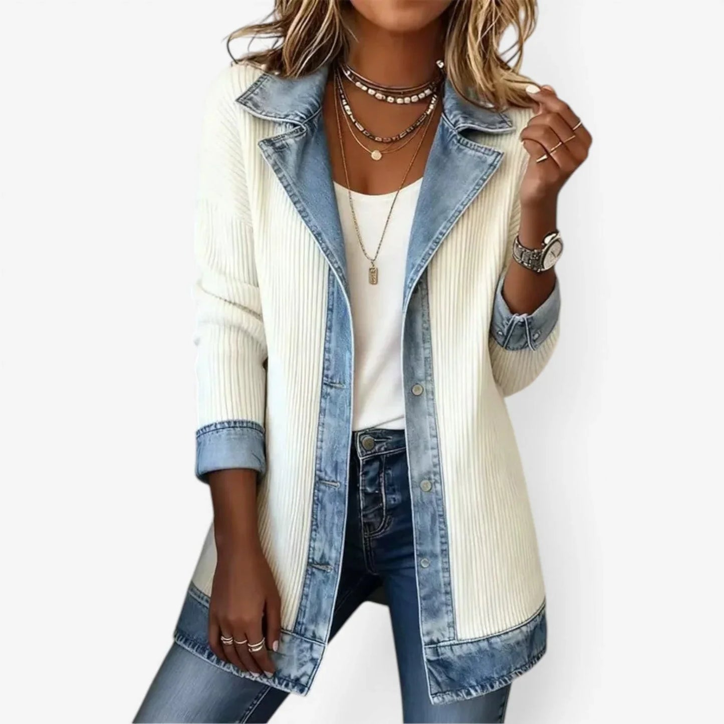 Damen Slim Fit Denimjacke Casual Modern vielseitig