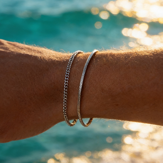 Dünnes Kettenarmband-Set Herren Minimalistisch Streetwear