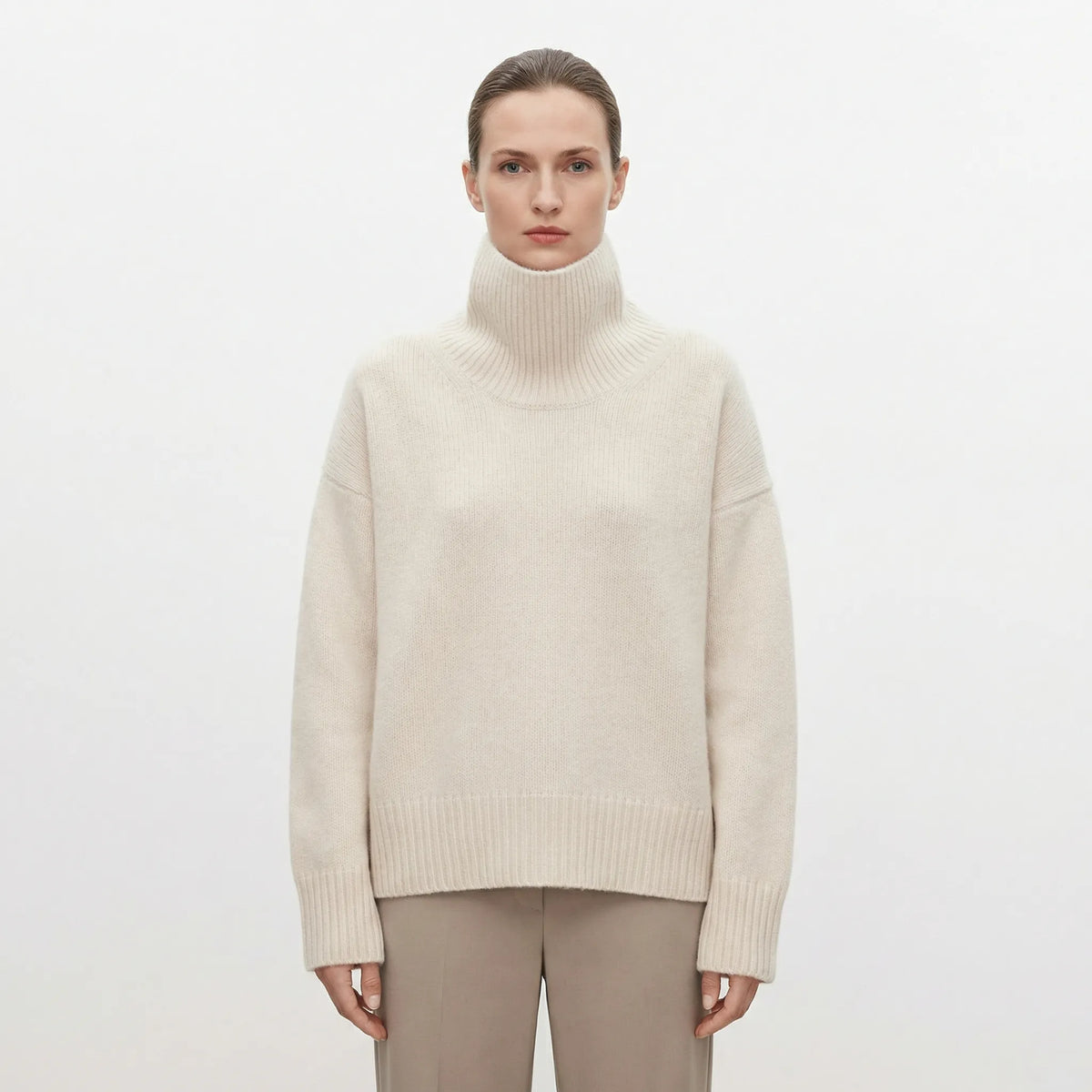 Damen Oversized Rollkragenpullover Casual Relaxed Fit