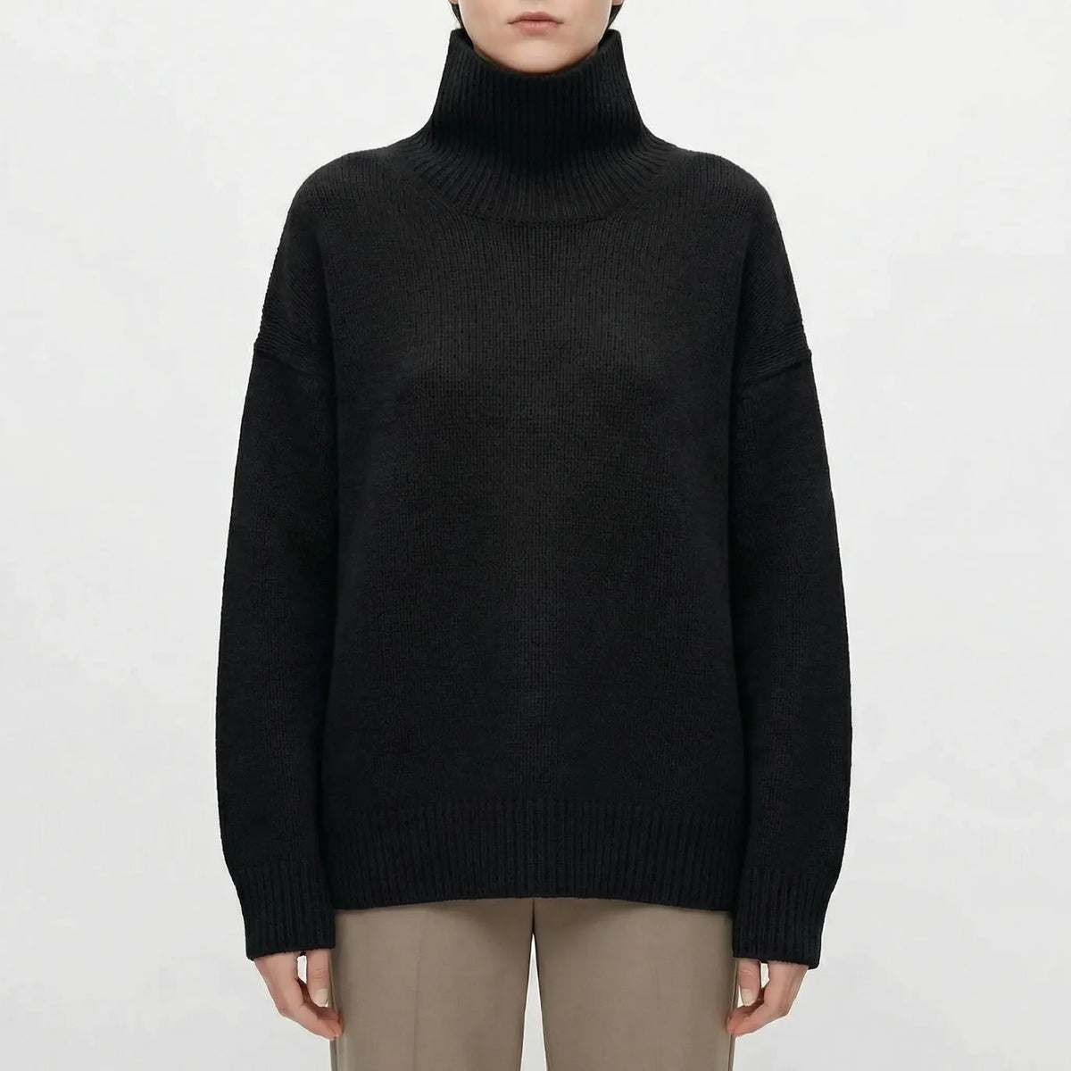 Damen Oversized Rollkragenpullover Casual Relaxed Fit