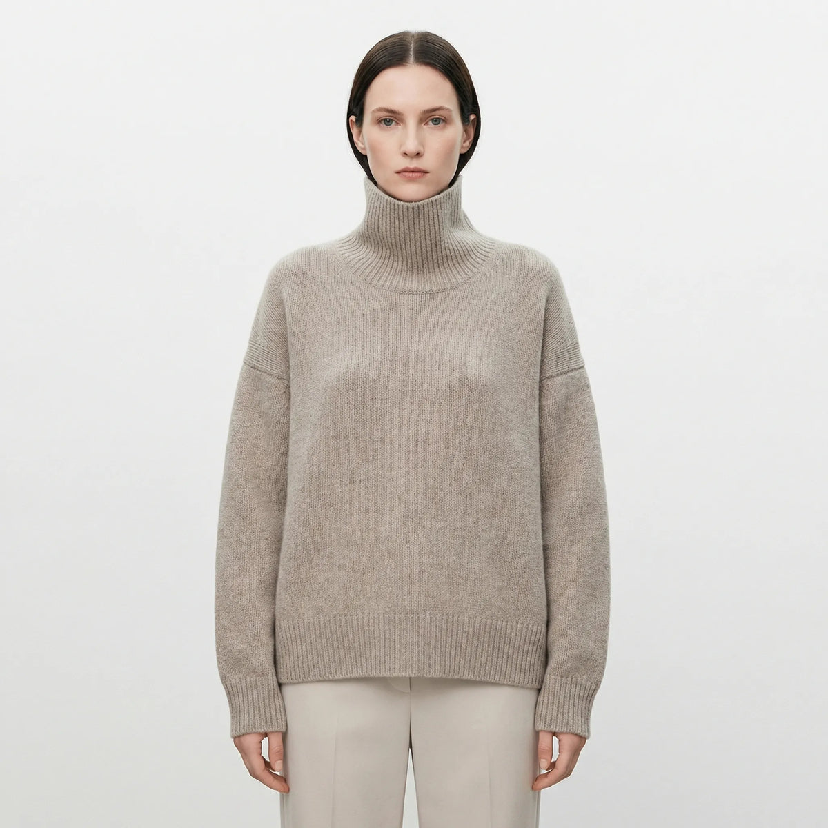 Damen Oversized Rollkragenpullover Casual Relaxed Fit