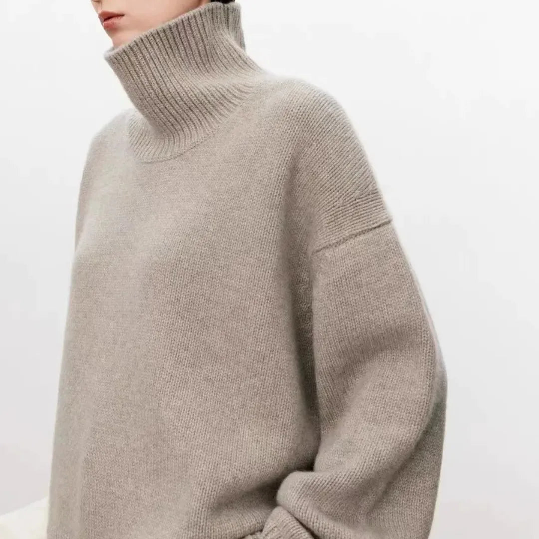 Damen Oversized Rollkragenpullover Casual Relaxed Fit