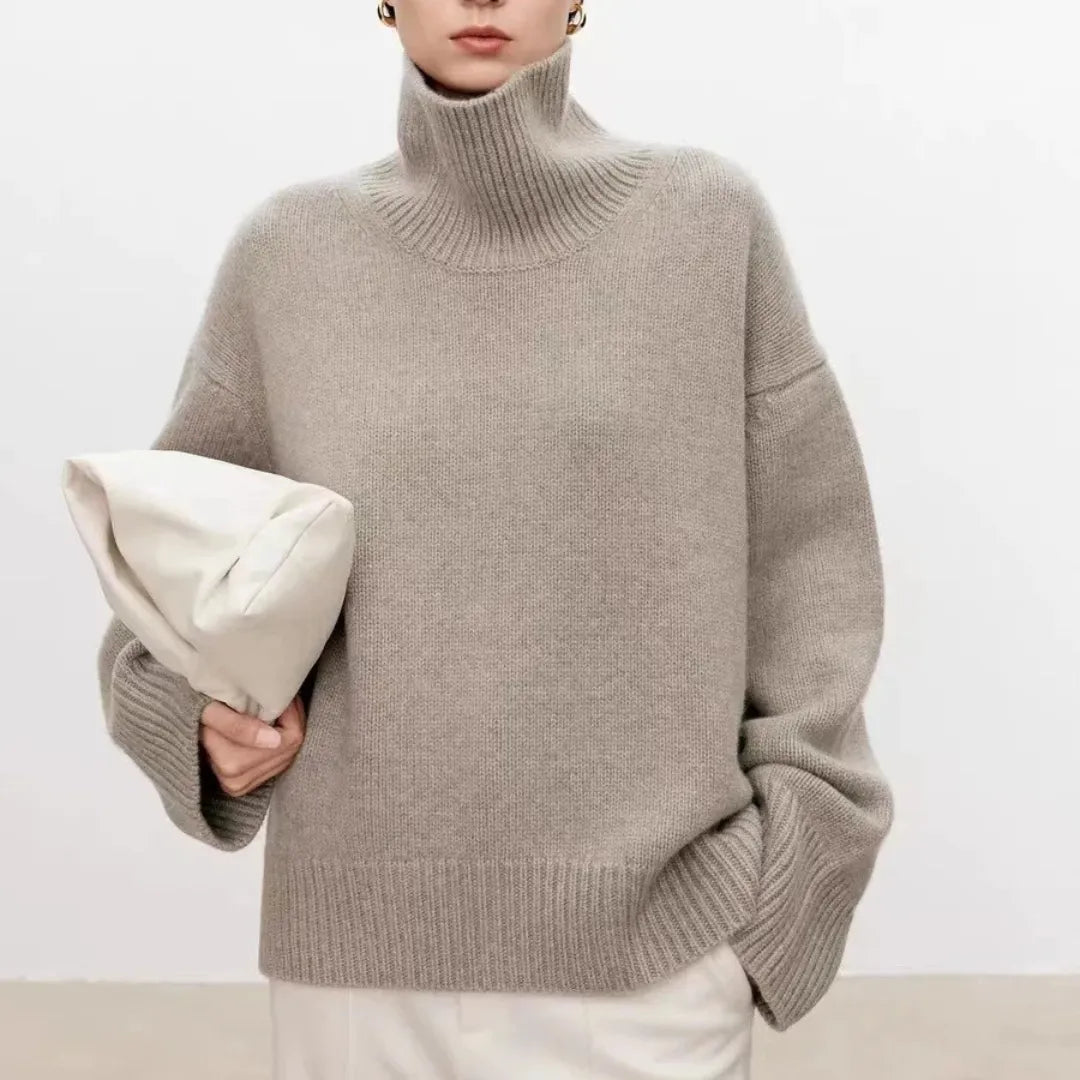 Damen Oversized Rollkragenpullover Casual Relaxed Fit