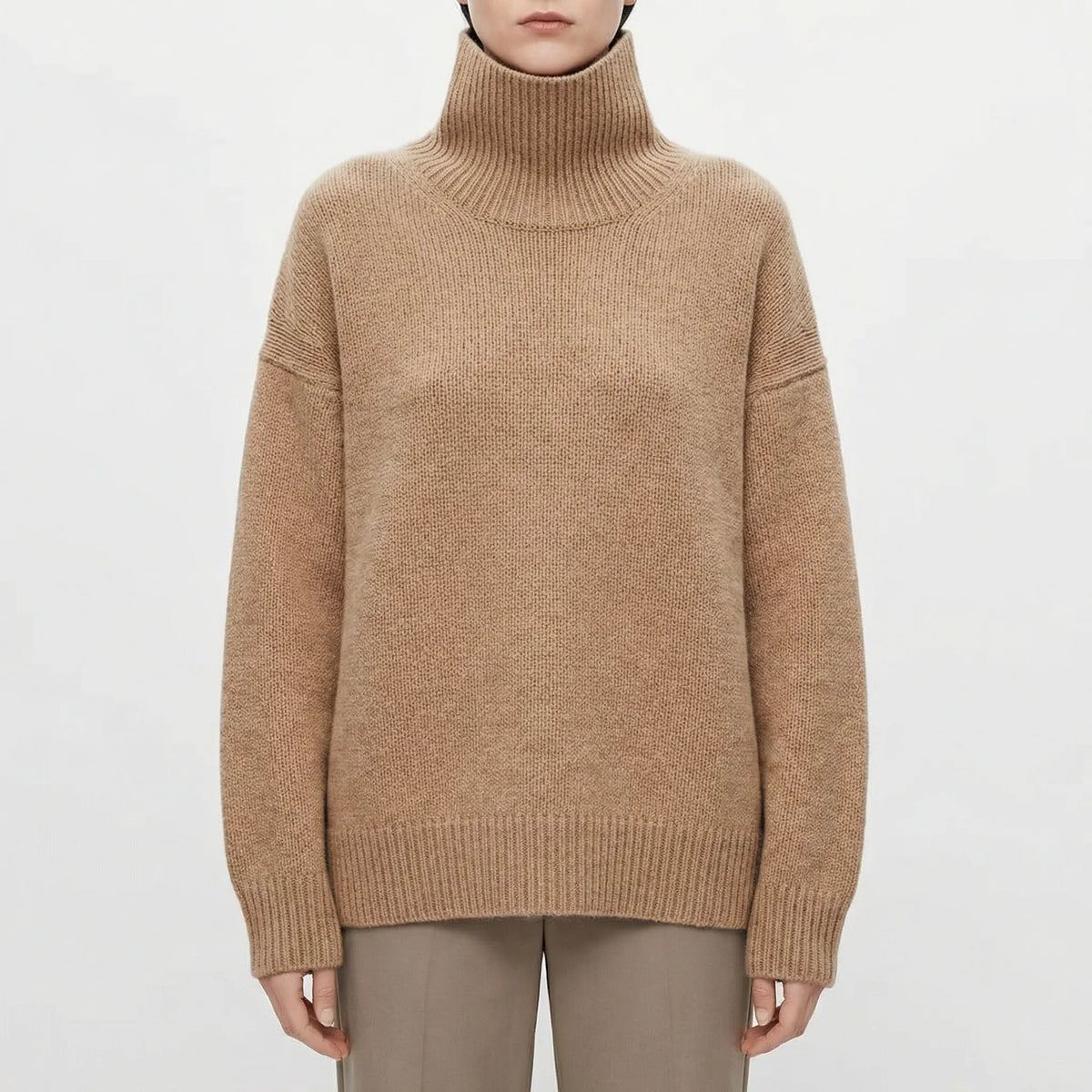 Damen Oversized Rollkragenpullover Casual Relaxed Fit