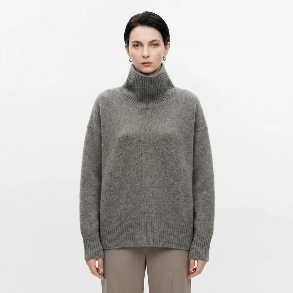 Damen Oversized Rollkragenpullover Casual Relaxed Fit