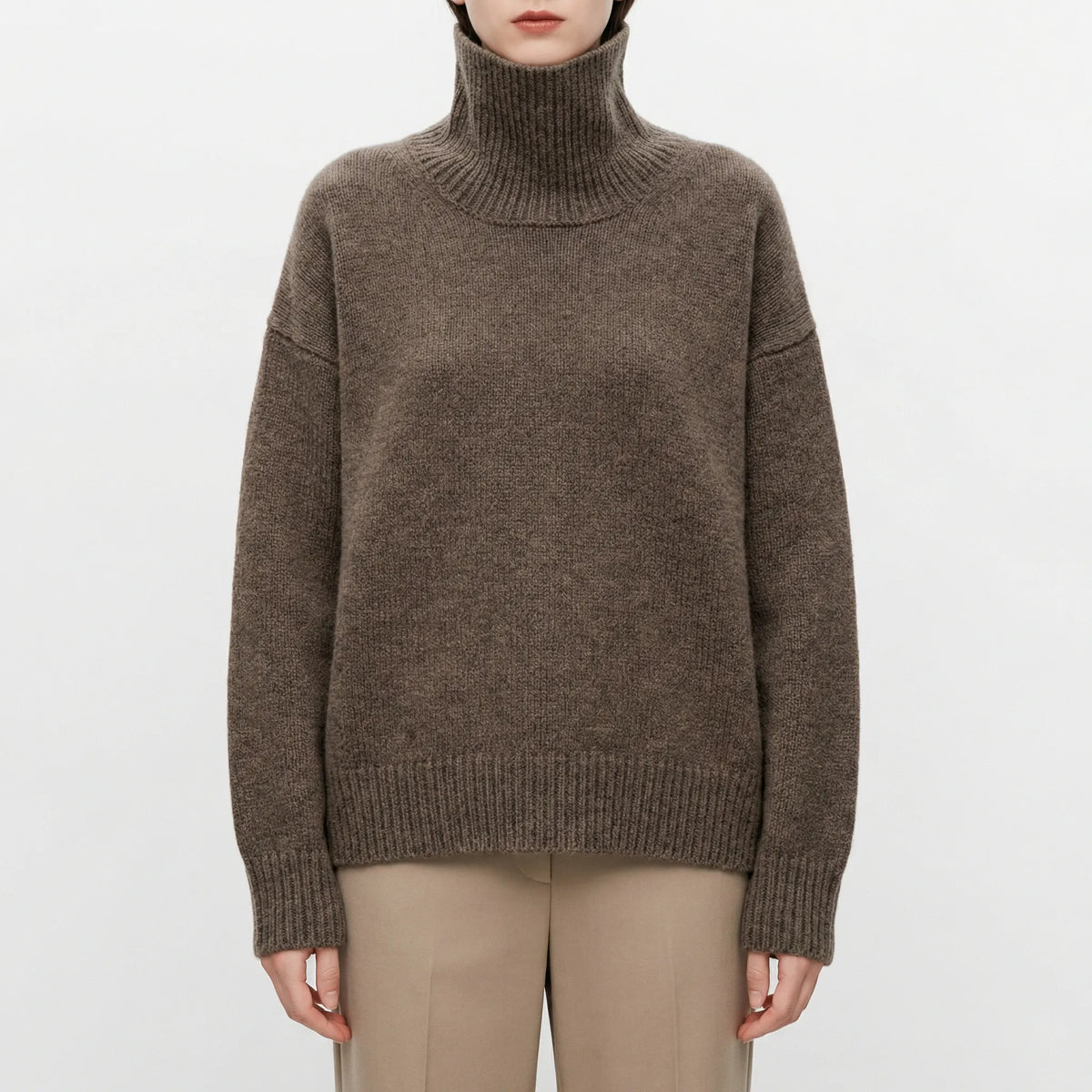 Damen Oversized Rollkragenpullover Casual Relaxed Fit