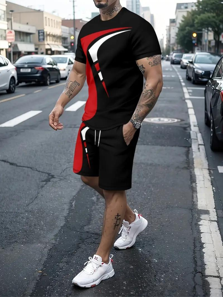 Zweiteiliges Set für Herren | Casual T-Shirt und Shorts Outfit