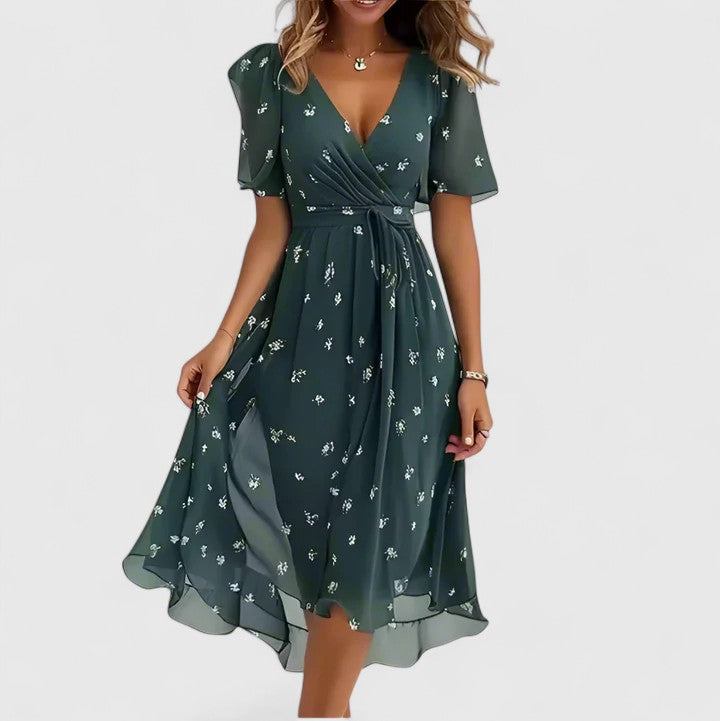 Damen Kurzkleid Slim Fit Freizeit Elegant Florales Muster