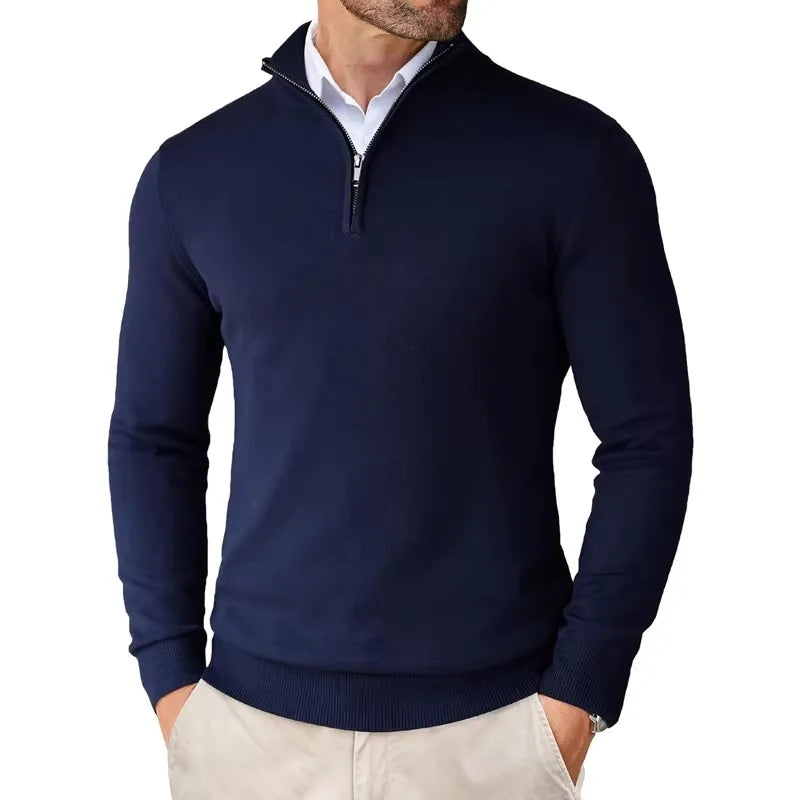 Herren Slim Fit Quarter-Zip Pullover Smart Casual