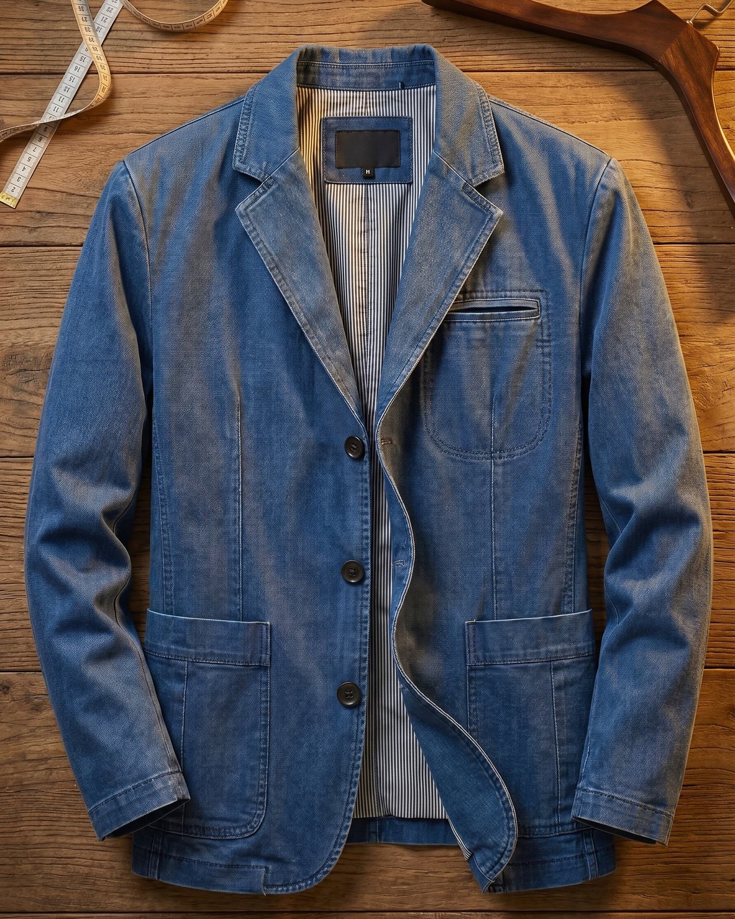 Blazer Herren Slim Fit Freizeit aus schwerem Denim