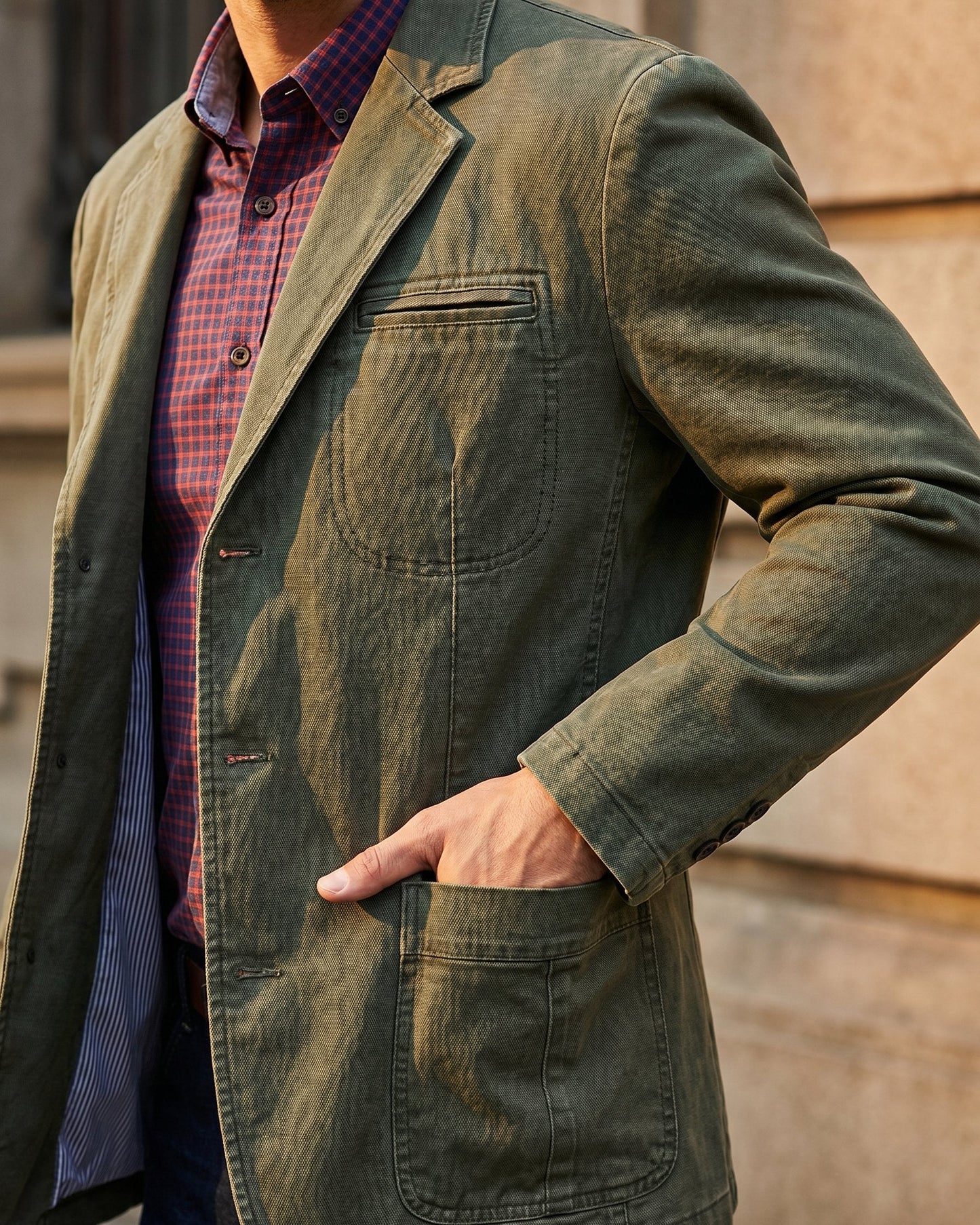 Blazer Herren Slim Fit Freizeit aus schwerem Denim